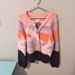 Anthropologie Maeve Pink and Orange Cardigan Sweater